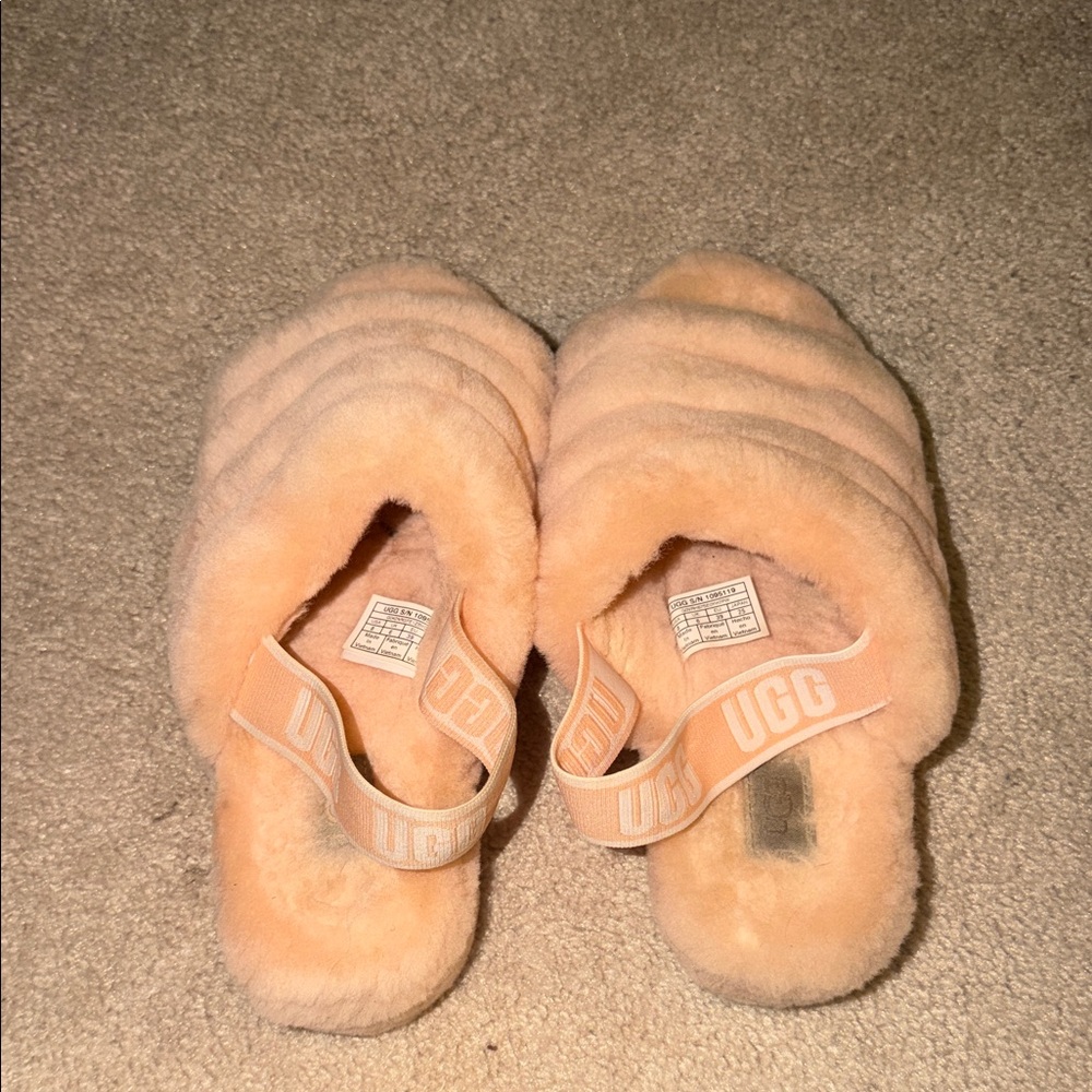 UGG Soft Peach Fluffy Slippers